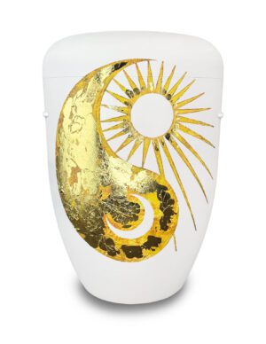 Urne mit goldenem Yin & Yang Symbol und Blattgold-Detail