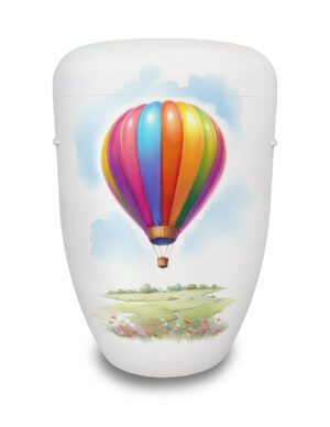 Urne mit buntem Heißluftballon / Fesselballon