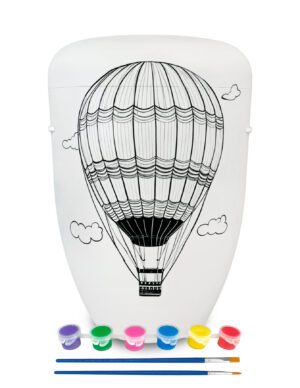 Weiße Urne mit Ballon zum Bemalen und Selbstgestalten