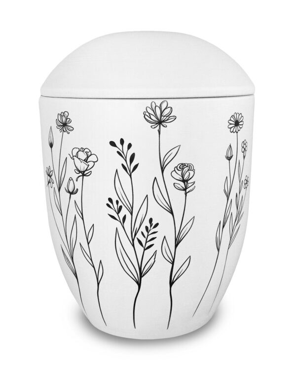 Weiße Seeurne mit Blumen zum Bemalen und Selbstgestalten