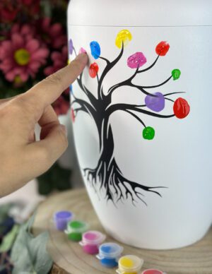 Weiße Seeurne mit Baum zum Bemalen und Selbstgestalten