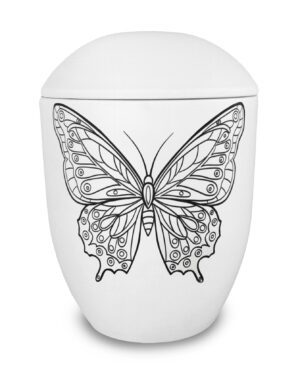 Weiße Seeurne mit Schmetterling zum Bemalen und Selbstgestalten