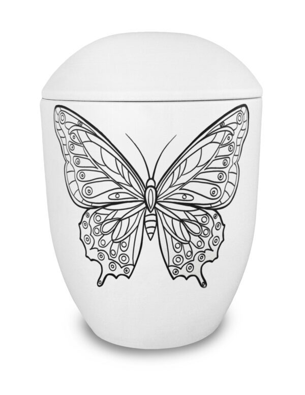 Weiße Seeurne mit Schmetterling zum Bemalen und Selbstgestalten