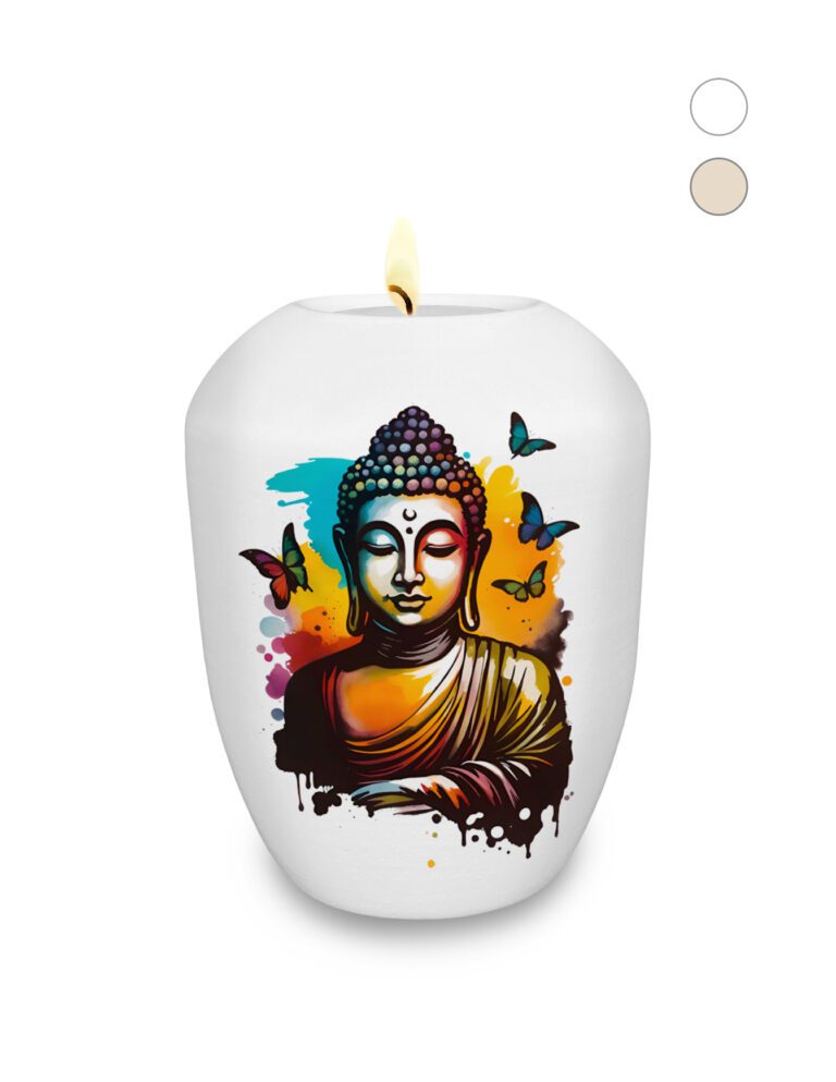 Gedenklicht / Memory Urne mit Motiv Buddha