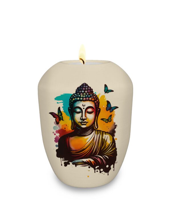 Gedenklicht / Memory Urne mit Motiv Buddha