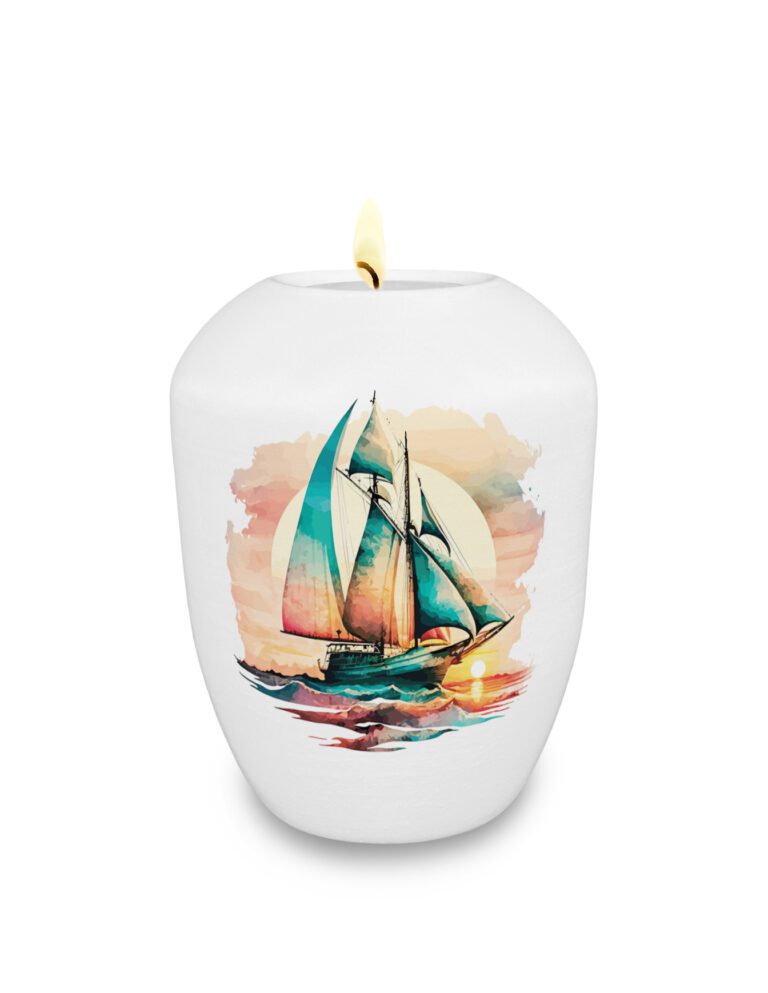 Gedenklicht / Memory Urne mit Motiv Segelschiff