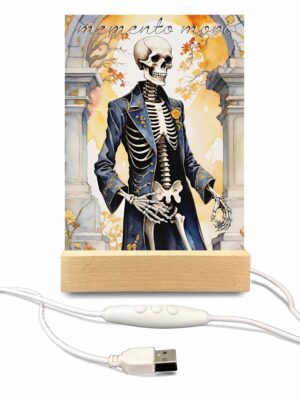 Acrylglasbild 15 x 20cm mit Holzständer und LED "memento mori"(1)