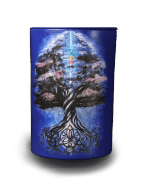 Keramikurne "Lebensbaum,blau"