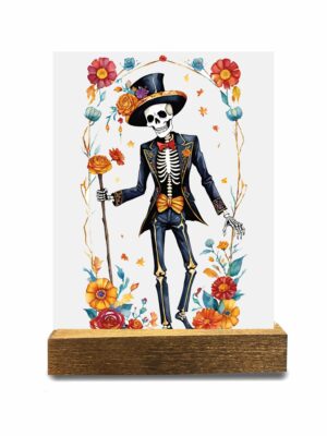 Acrylglasbild 15 x 20cm mit Holzständer "Mr. Bones"