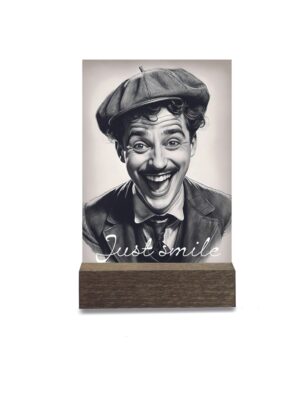 Acrylglasbild 10 x 15cm mit Holzständer "Just smile"