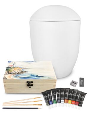 Weiße Seeurne zum Selbstgestalten inkl. Künstler-Set