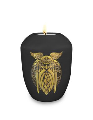 Gedenklicht / Memory Urne mit nordischem Motiv Odin