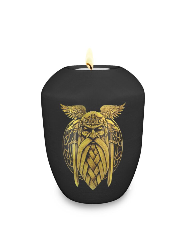 Gedenklicht / Memory Urne mit keltischem Motiv Odin