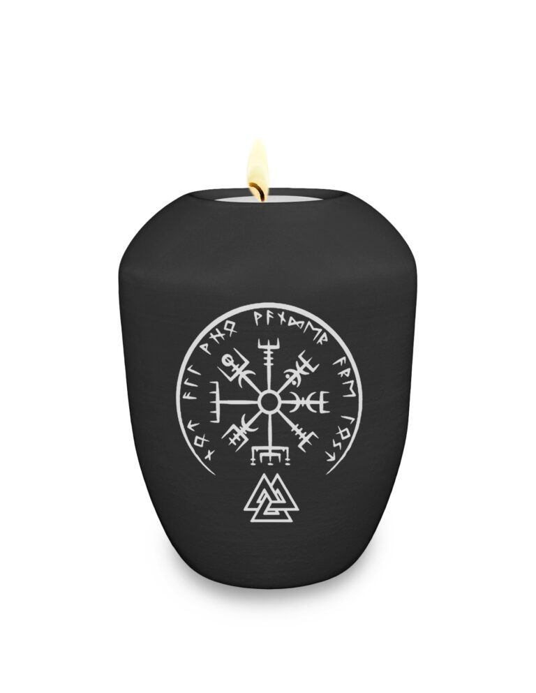 Gedenklicht / Memory Urne mit keltischem Motiv Valknut