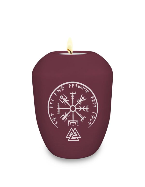 Befüllbares Gedenklicht / Memory Urne mit nordischem Motiv „Valknut“