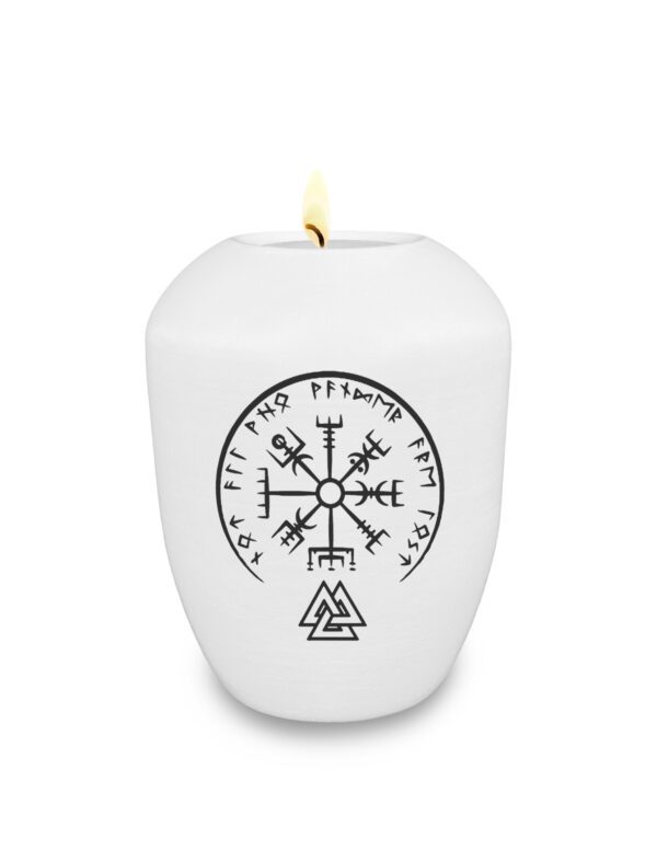 Befüllbares Gedenklicht / Memory Urne mit nordischem Motiv „Valknut“