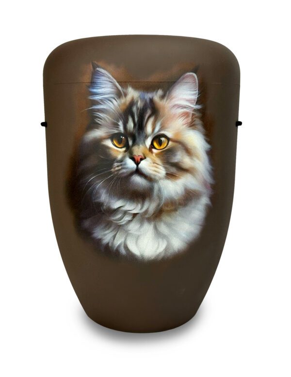 Urne Katzenmotiv braun