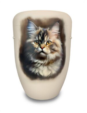 Urne Katzenmotiv creme