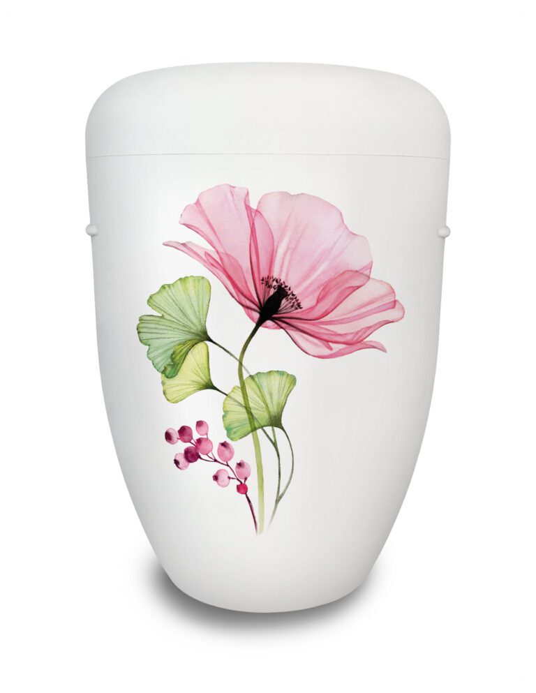 Naturstoffurne "Ginkgo mit Mohn“