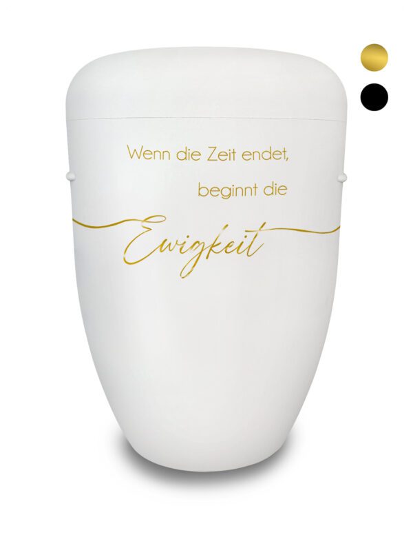 Naturstoffurne mit Schriftzug "Ewigkeit"