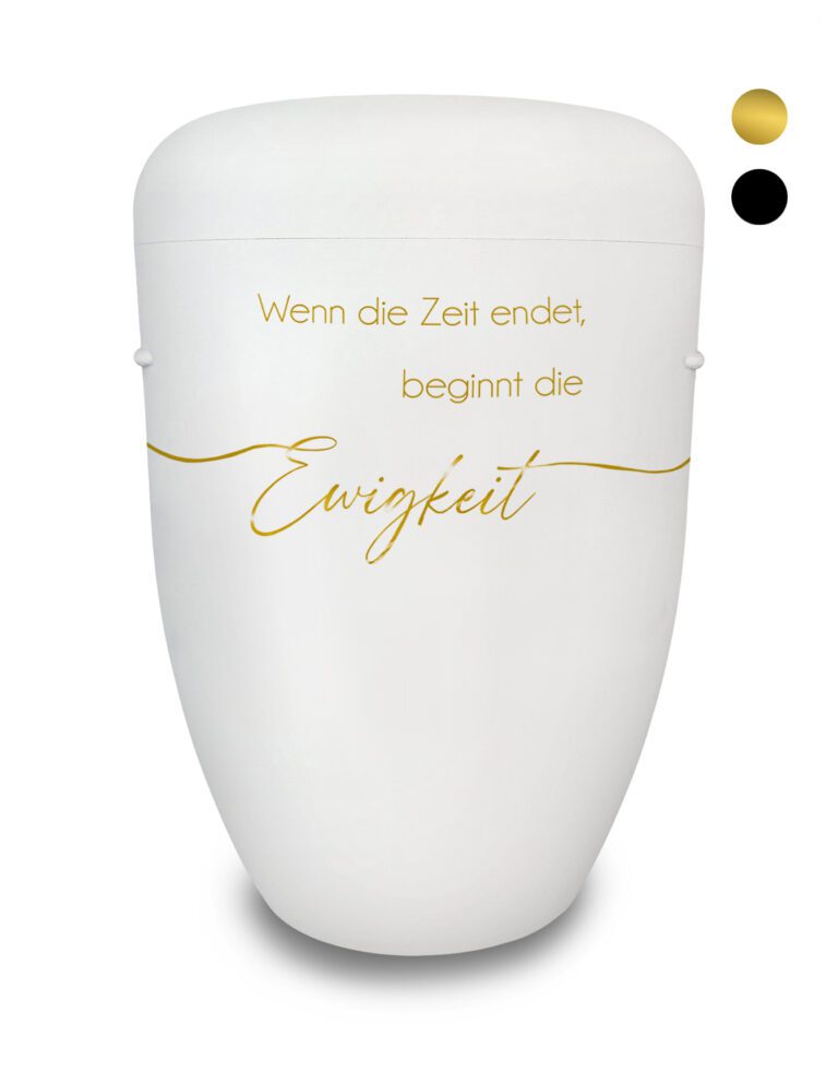 Naturstoffurne mit Schriftzug "Ewigkeit"