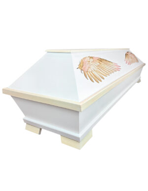 Weißer Sarg mit Engels-Flügeln - Ausstattung