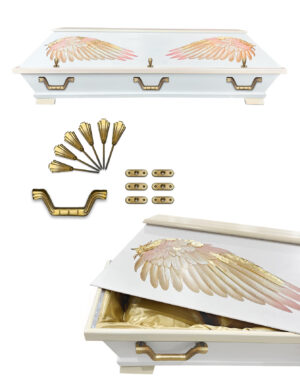 Weißer Sarg mit Engelsflügeln - Ausstattung