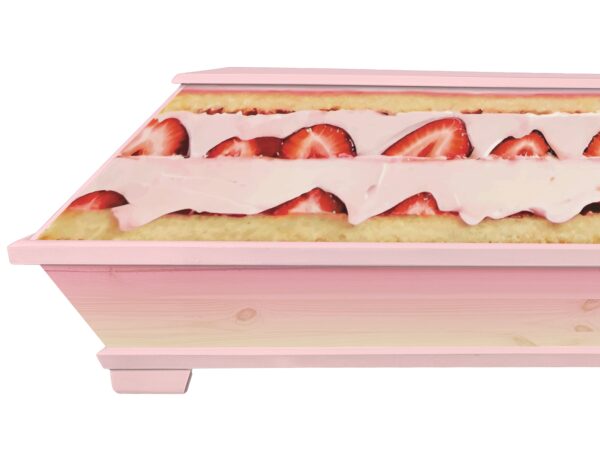 Verrückter Sarg mit Erdbeeren in rosa
