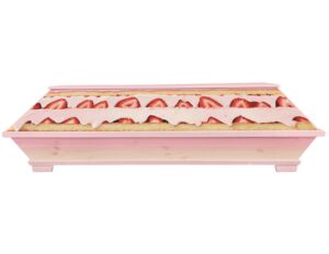 Verrückter lustiger Sarg in rosa mit Erdbeeren