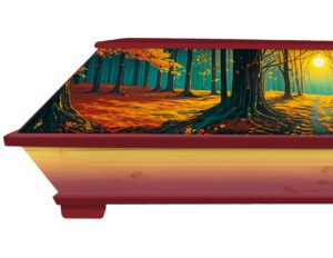 Herbstwald Sarg mit buntem Motiv