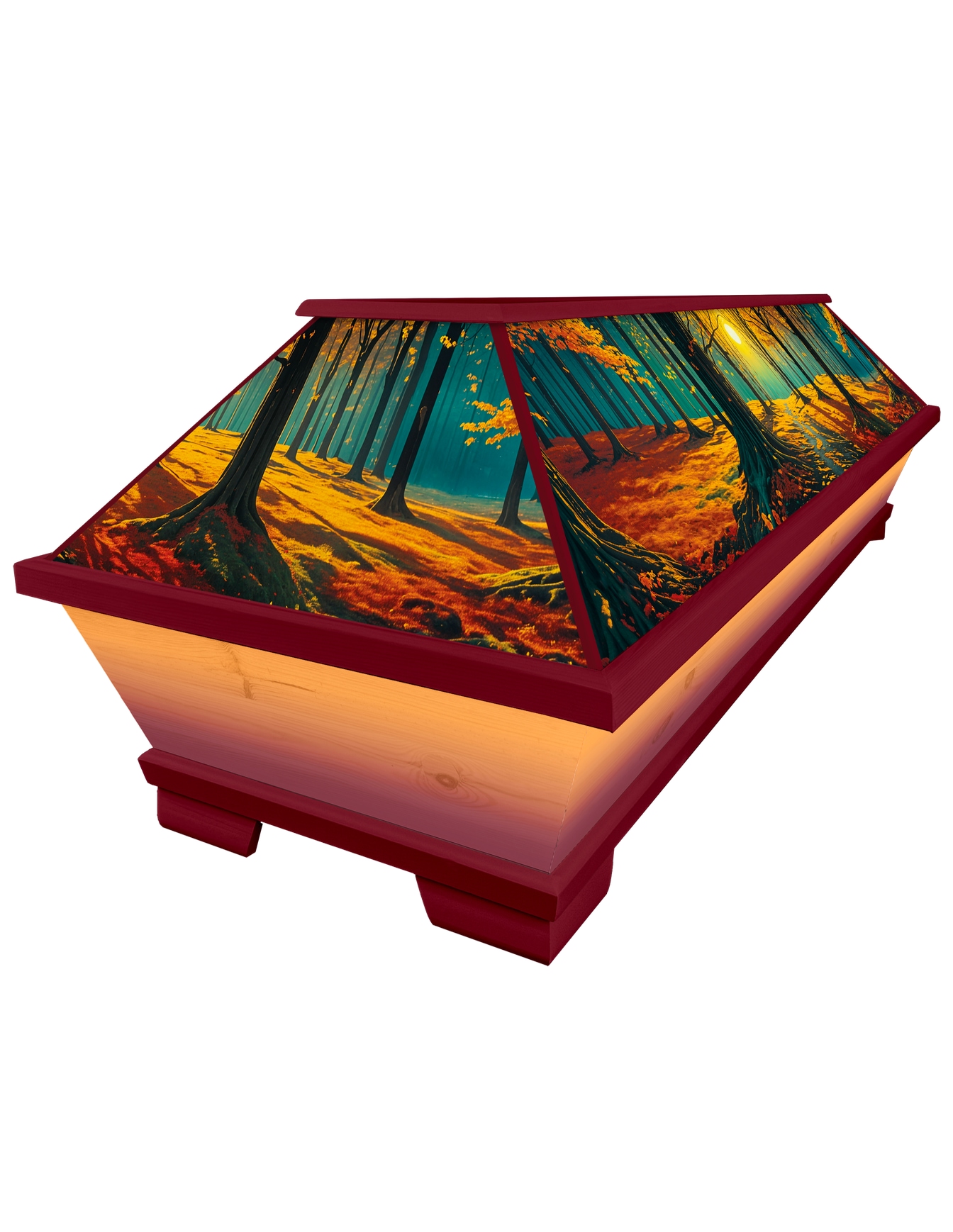 Kiefernsarg Herbstwald (KS-59-17) Bunter Sarg mit Herbstmotiv