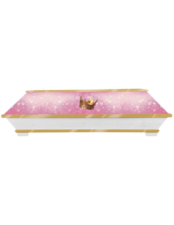 Prinzessinnen Sarg in pink mit Herzchen und Krone