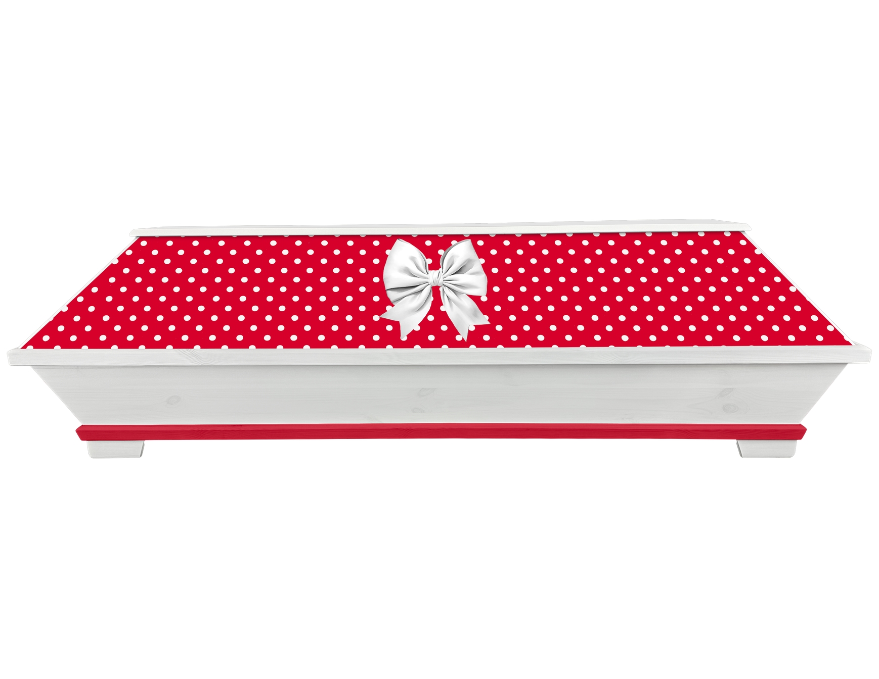 Kiefernsarg Rockabilly – Seite (KS-61-04) Roter Rockabilly 50s Sarg mit Punkten