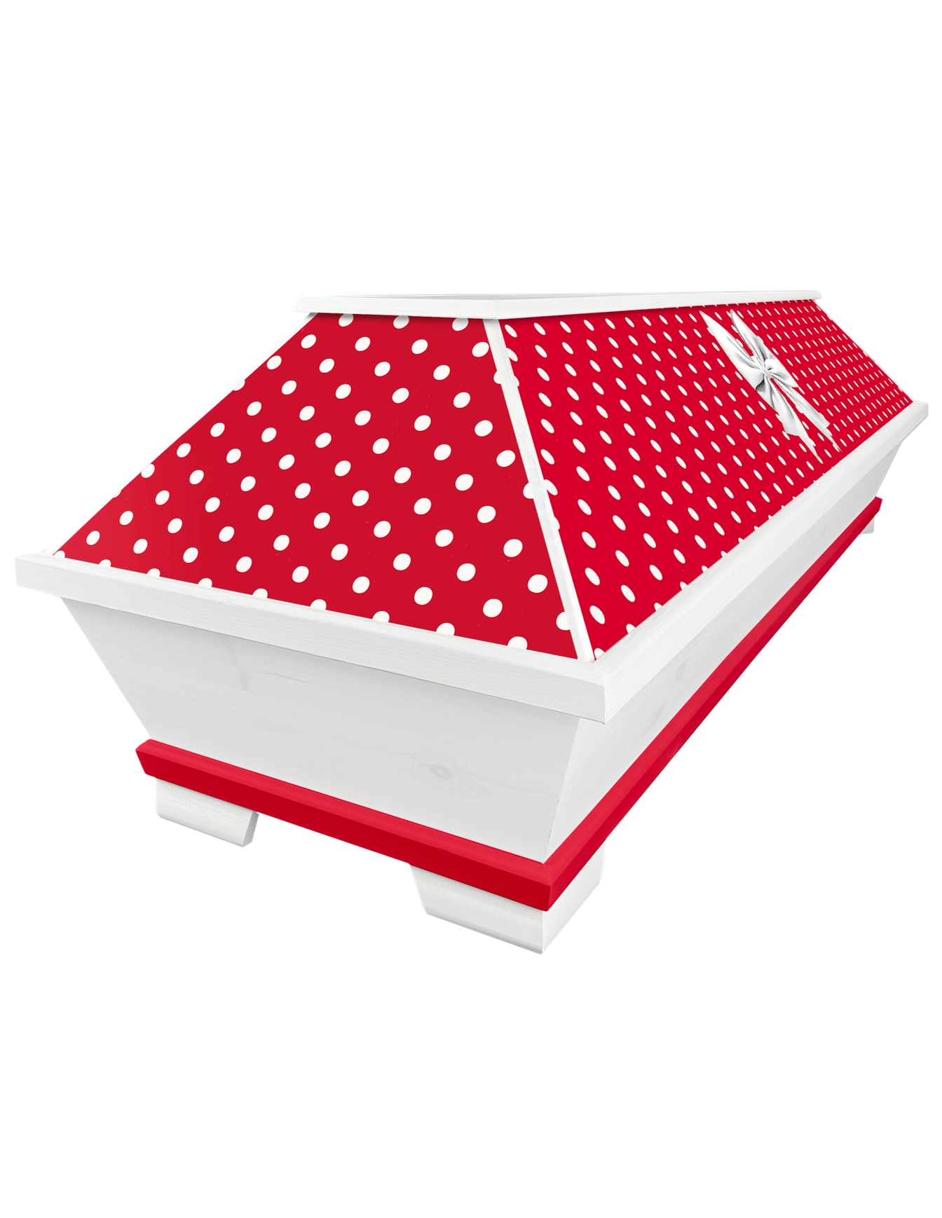 Kiefernsarg Rockabilly - rot (KS-61-04) Rockabilly Sarg mit Poka Dots gepunktet in rot