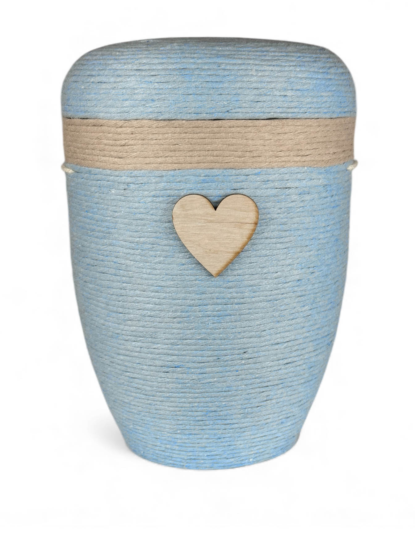 WH-230-b-Urne-Wolle-Holz Hellblaue Urne mit Wolle