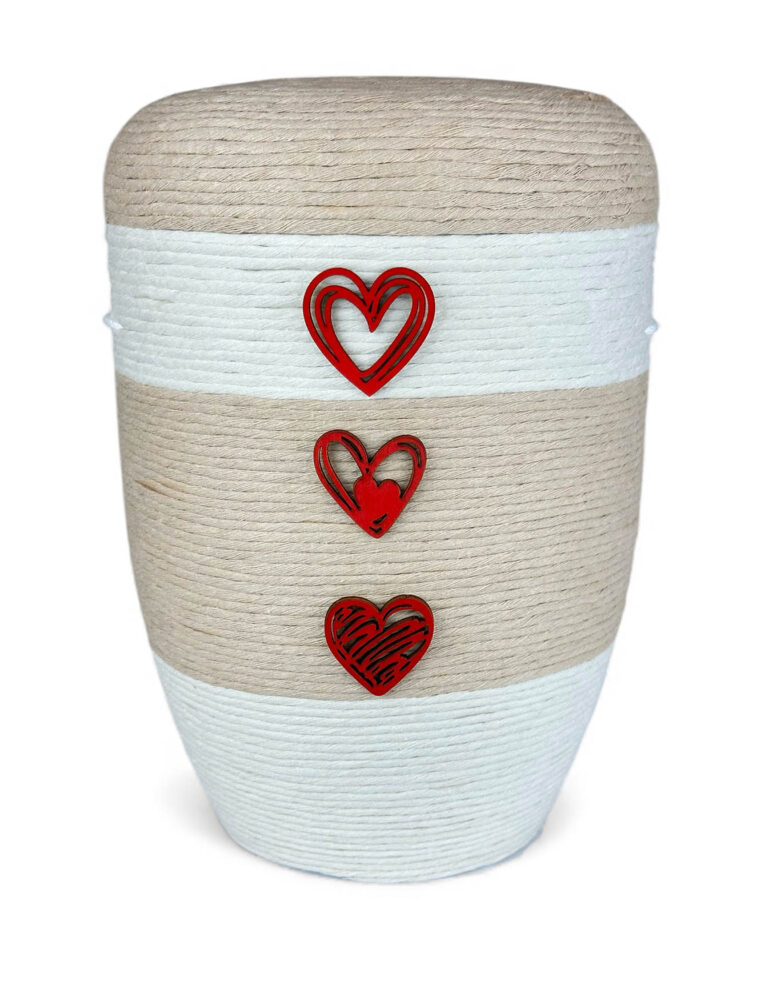 Urne mit Wolle in beige und creme