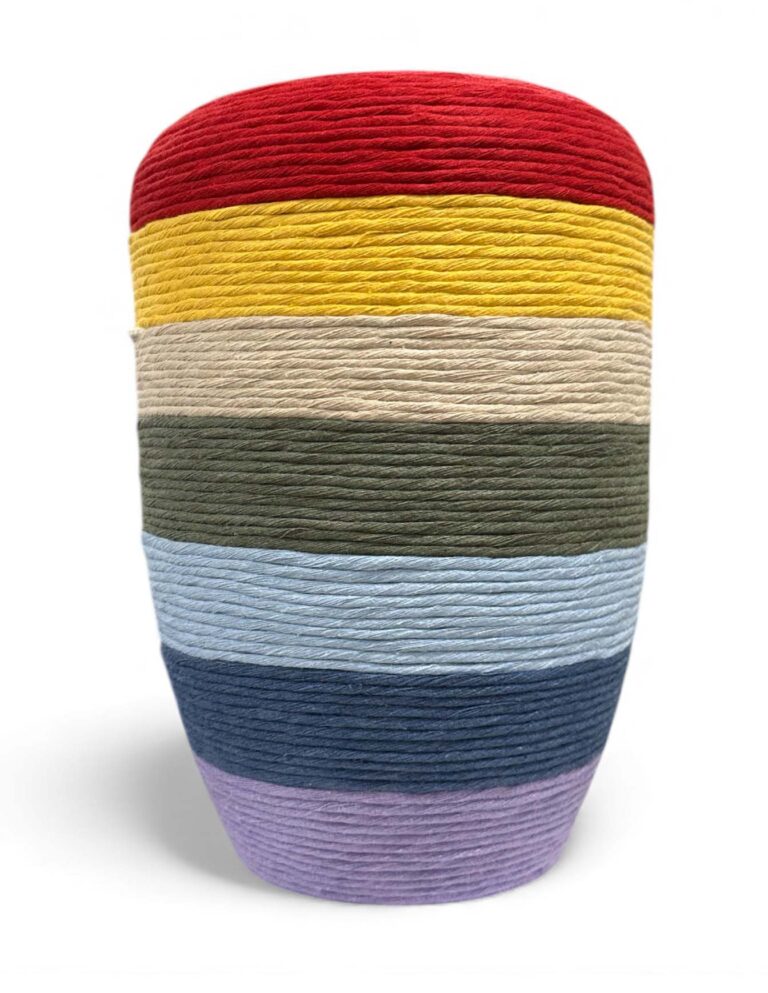 Bunte Urne gestreift mit Baumwolle