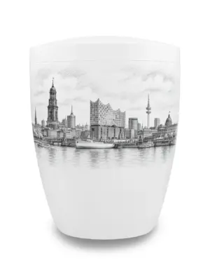 Hamburg Urne mit Skyline von Hamburg