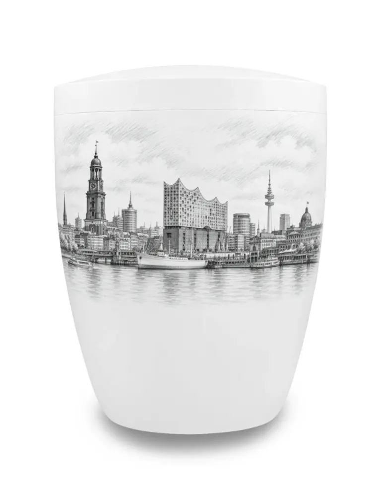 Hamburg Urne mit Skyline von Hamburg