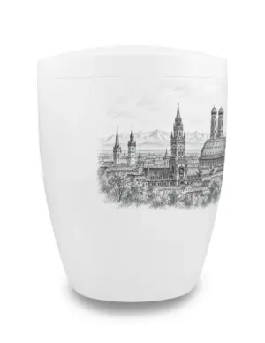München Urne mit Skyline von München, seitlich