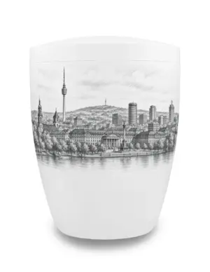 Stuttgart Urne mit Skyline von Stuttgart