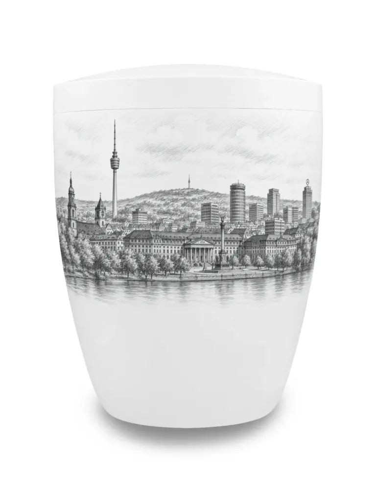 Stuttgart Urne mit Skyline von Stuttgart