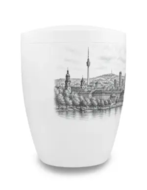 Stuttgart Urne mit Skyline von Stuttgart, seitlich
