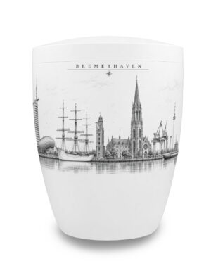 Bremerhaven Urne mit der Skyline von Bremerhaven