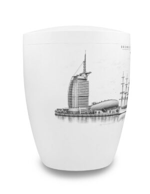 Bremerhaven Urne mit der Skyline von Bremerhaven, Seitenansicht