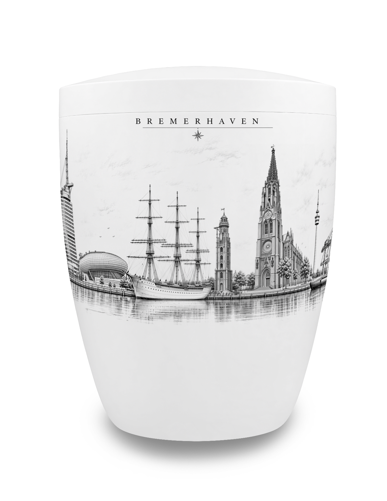 NS-240-16FH Urne Skyline Bremerhaven2 Bremerhaven Urne mit der Skyline von Bremerhaven